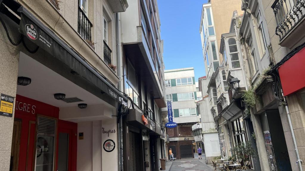 Imagen de la calle Galera en A Coruña esta mañana.