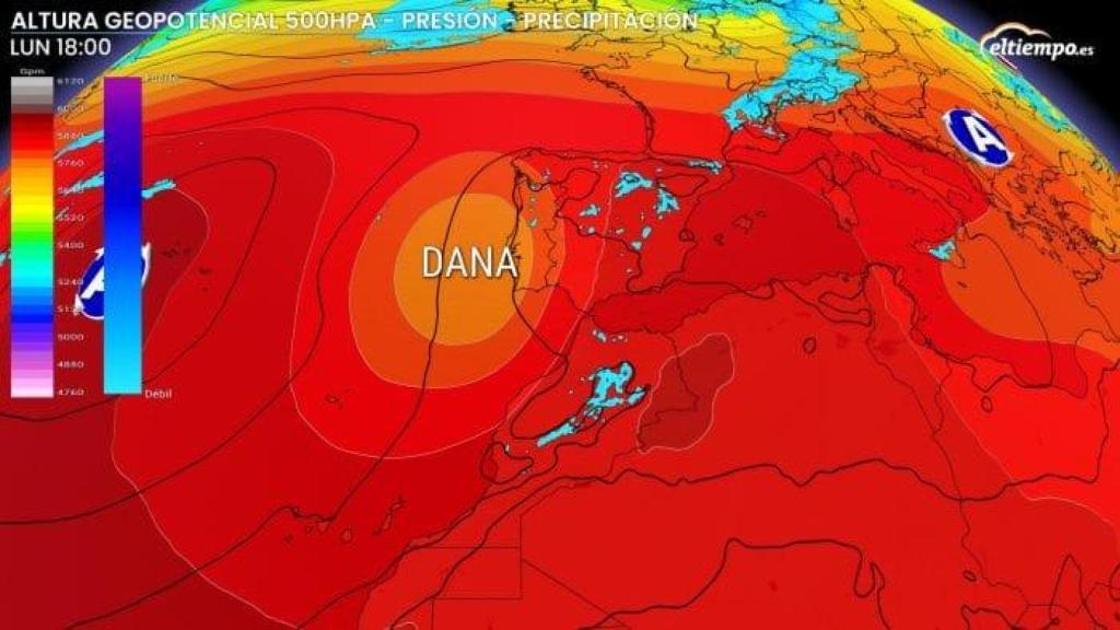 La dana entrand por el oeste peninsular.