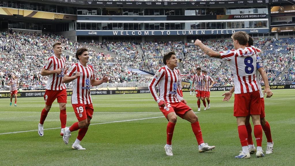 Los jugadores del Atlético de Madrid celebran un gol en el Mundial de Clubes.