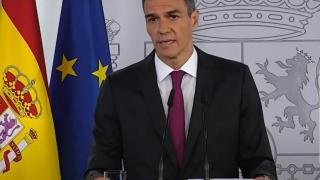 Pedro Sánchez este domingo en una declaración institucional de urgencia en la Moncloa.