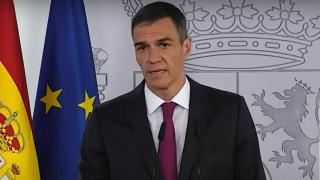 Pedro Sánchez este domingo en una declaración institucional de urgencia en la Moncloa.