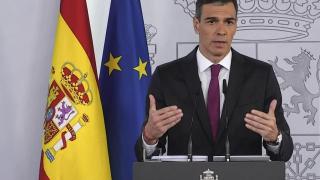 Pedro Sánchez durante su comparecencia en Moncloa de este domingo.