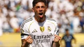 Fede Valverde celebra su gol ante Pachuca.