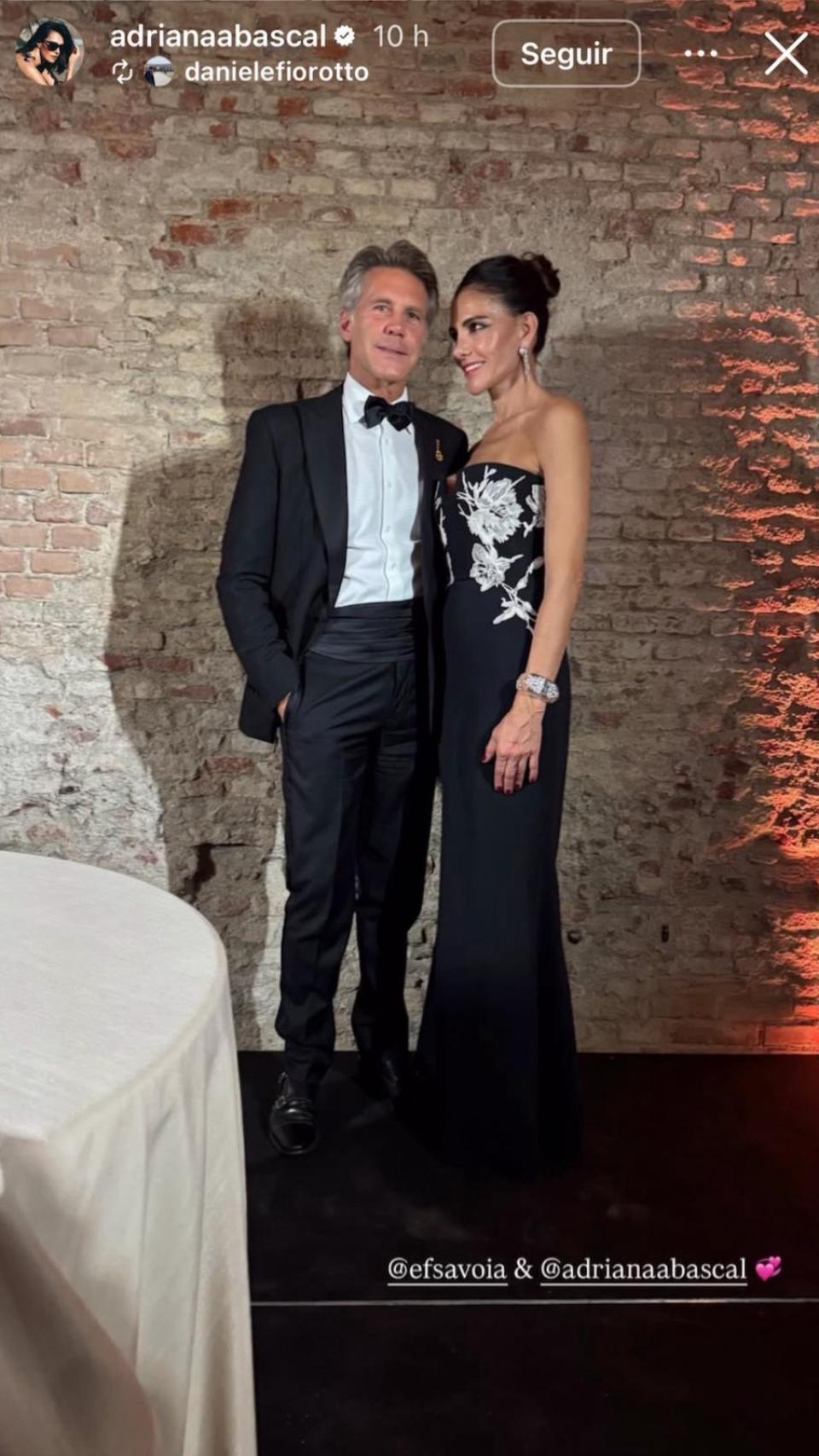 Manuel Filiberto de Saboya y Adriana Abascal, en un 'story' de Instagram.