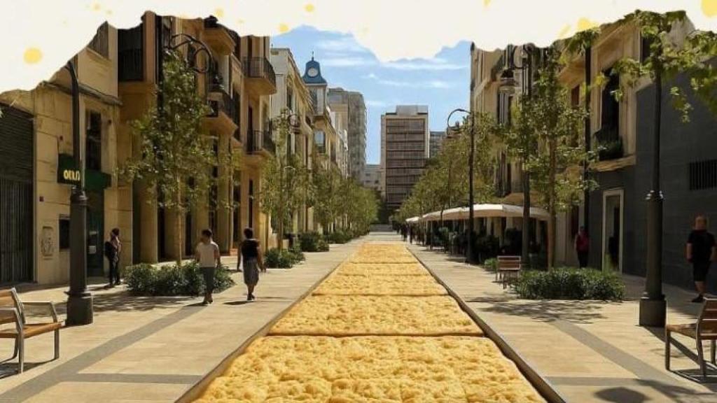 Ilustración de la coca de mollitas gigante.