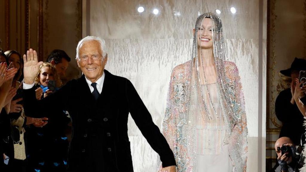 Giorgio Armani en la Paris Fashion Week en enero de 2025.