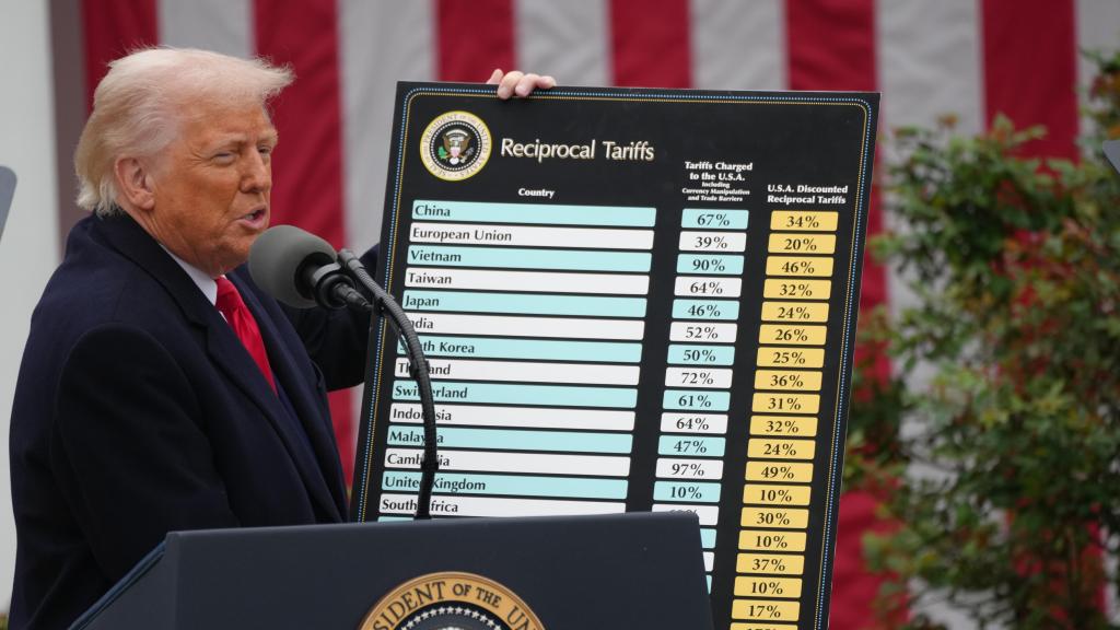 Donald Trump presenta los nuevo aranceles durante el bautizado como 'día de la liberación', el pasado 2 de abril.