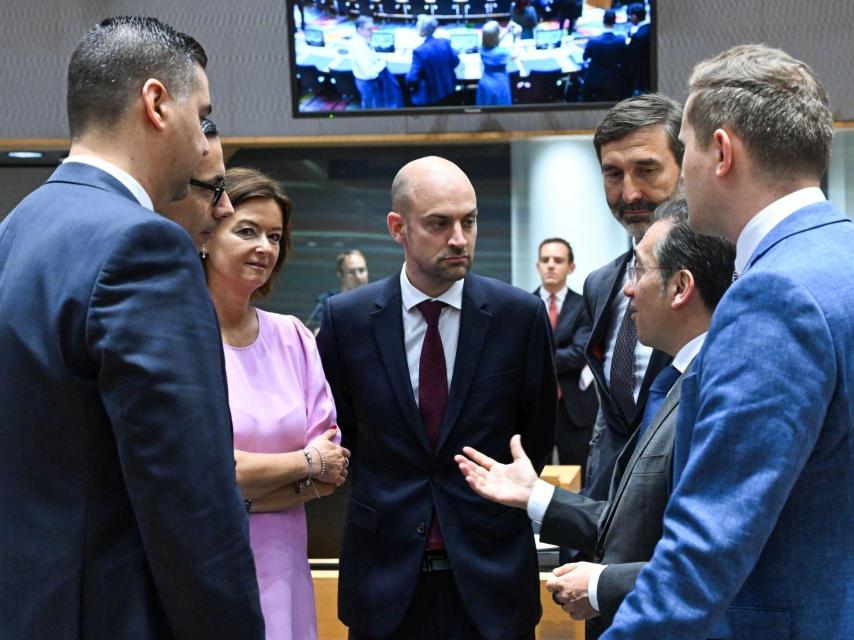El ministro de Exteriores, José Manuel Albares, durante la reunión de este lunes en Bruselas