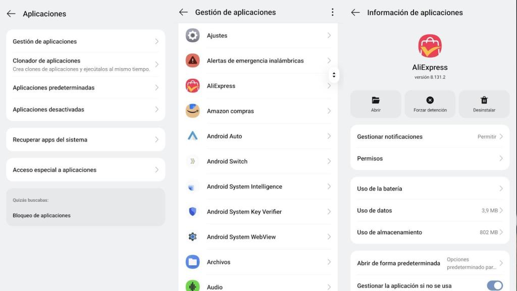 Listado de aplicaciones