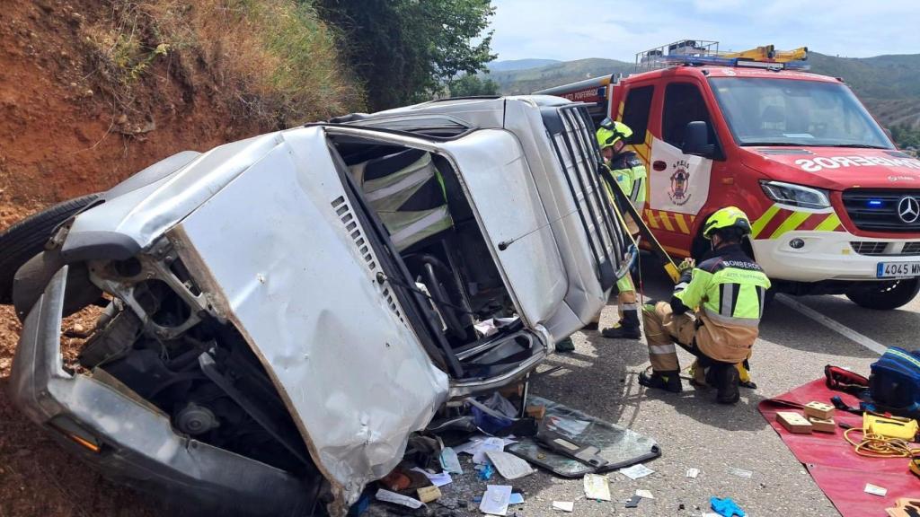 Imagen del accidente en Puente Domingo Flórez (León)