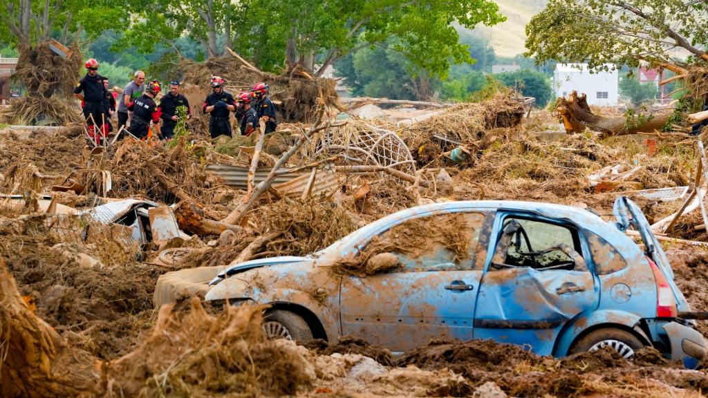Destrozos provocados por las tormentas en Letux, en la provincia de Zaragoza.