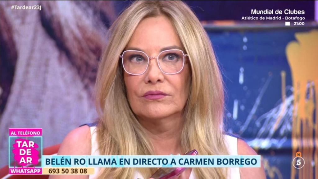 Belén Rodríguez llama en directo a Carmen Borrego en 'Tardear'.