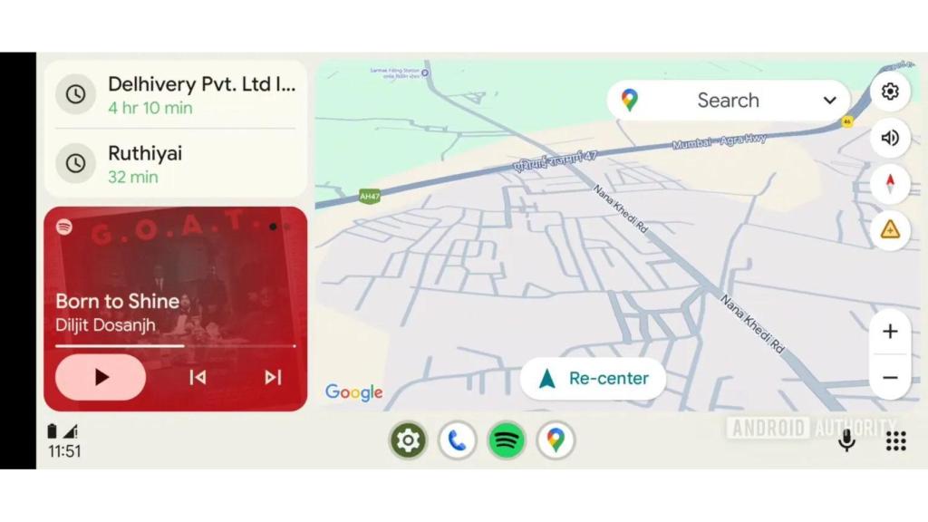Google Maps en Android Auto con el modo claro