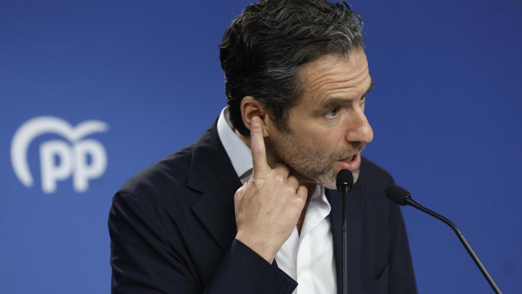 Borja Sémper, portavoz del PP, en la rueda de prensa posterior al Comité de Dirección.