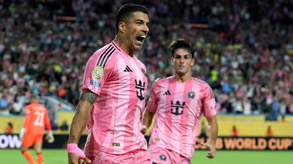 Luis Suárez celebra su gol contra Palmeiras en el Mundial de Clubes