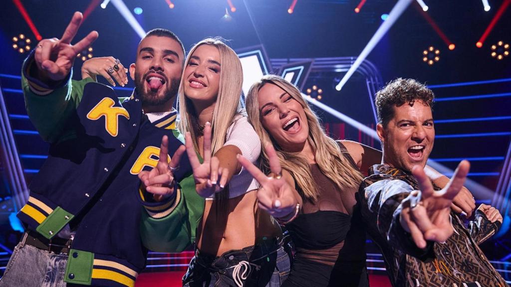 Manuel Turizo, Lola Índigo, Edurne y David Bisbal en 'La Voz Kids'.