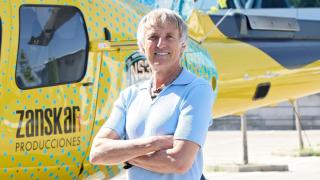 Jesús Calleja en la presentación de la primera temporada de 'Volando voy, volando vengo'.