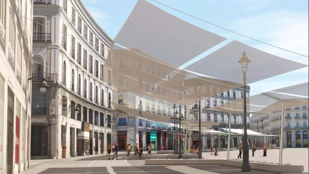 Recreación de los nuevos toldos de la Puerta del Sol.