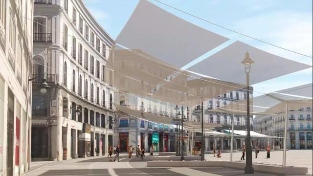 Recreación de los nuevos toldos de la Puerta del Sol.