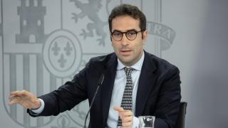 Carlos Cuerpo, ministro de Economía, durante la rueda de prensa posterior al Consejo de Ministros del martes.