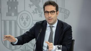 Carlos Cuerpo, ministro de Economía, durante la rueda de prensa posterior al Consejo de Ministros del martes.