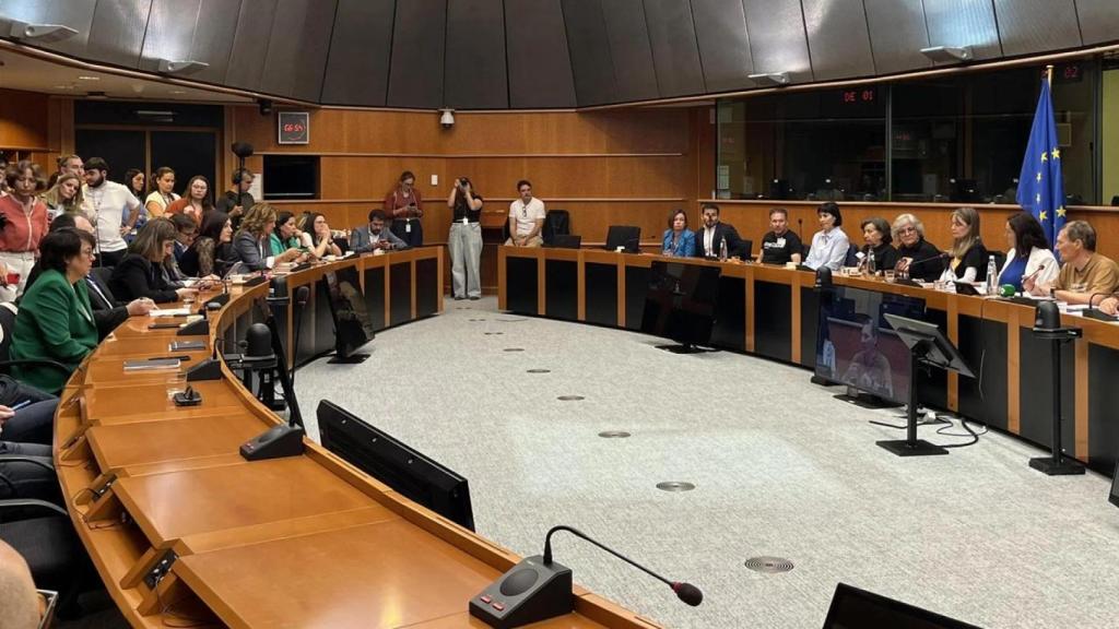 Reunión de las víctimas de la dana con la Eurocámara. EFE/ Sara Morato
