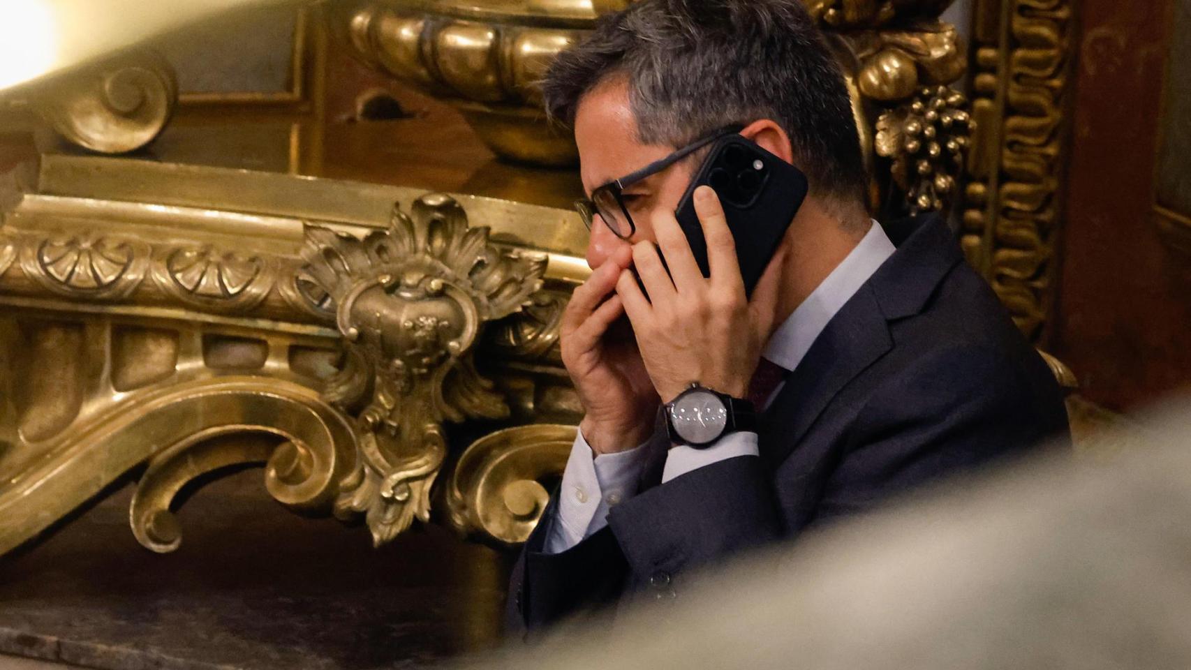 Félix Bolaños, ministro de Justicia, durante la sesión del Congreso de los Diputados de este martes.