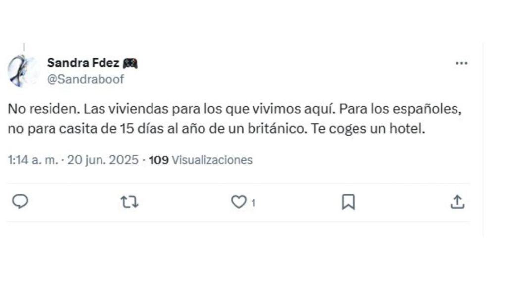 Post de Sandra Fernández en 'X'