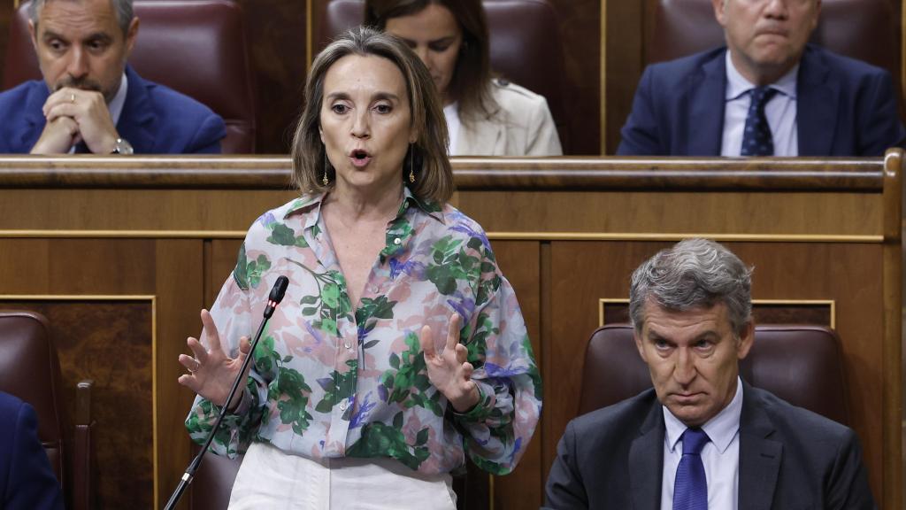 La diputada del PP, Cuca Gamarra, interviene en la sesión de control al Gobierno en el Congreso de los Diputados, este miércoles.