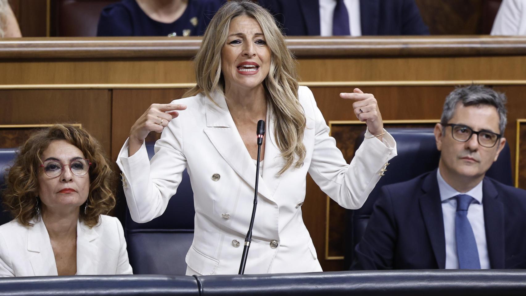 Yolanda Díaz, durante su intervención en la sesión de control al Gobierno.