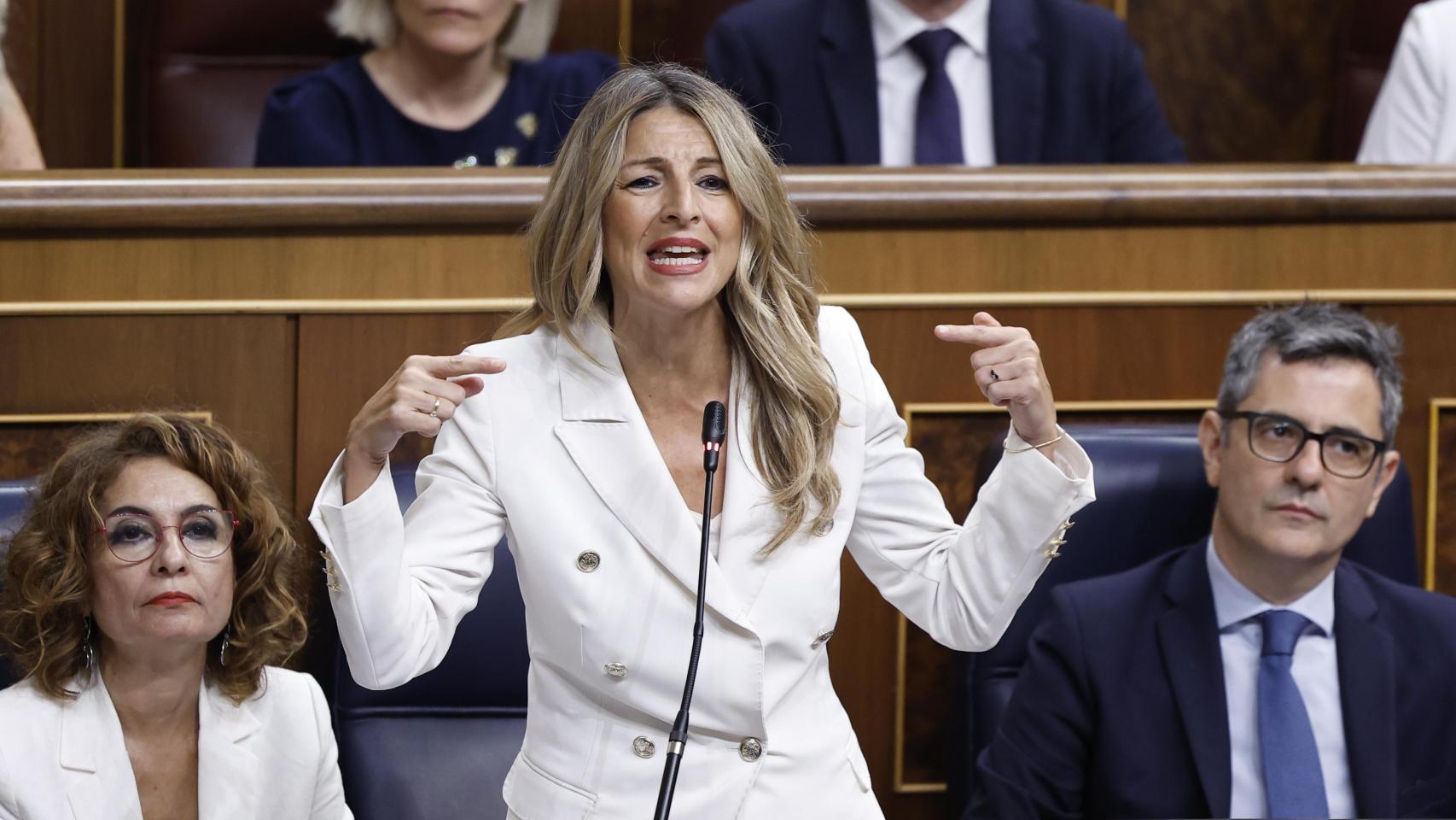 Yolanda Díaz, durante su intervención en la sesión de control al Gobierno.