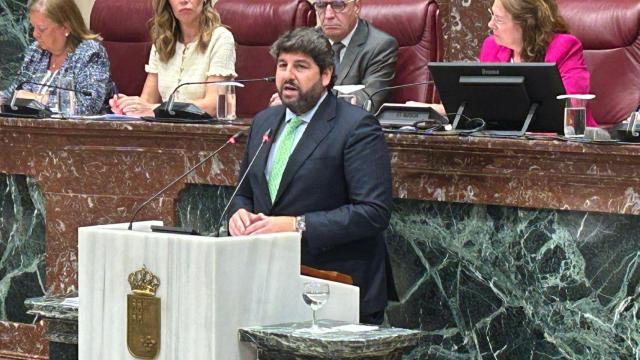 Fernando López Miras, este miércoles, en la Asamblea Regional, en el Debate del Estado de la Región de Murcia.