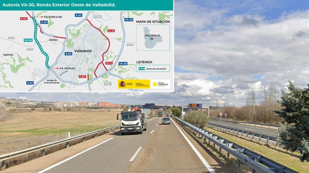 La actuación proyectada por Transportes y un tramo de la vía en Valladolid