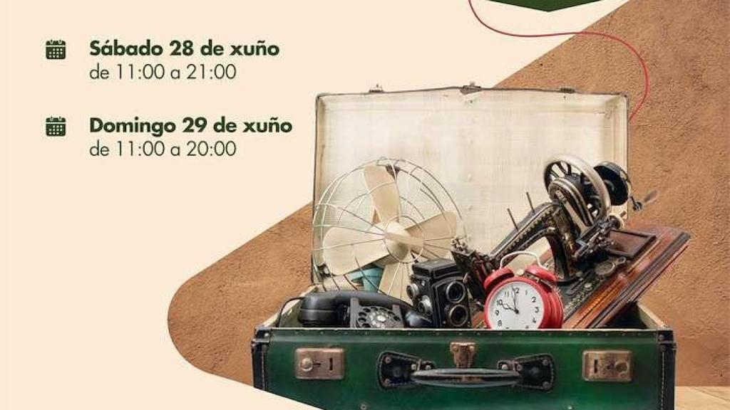 Cartel de la edición 2025 de la II Feira de Antigüidades e Coleccionismo - II Mercadillo Playmobil