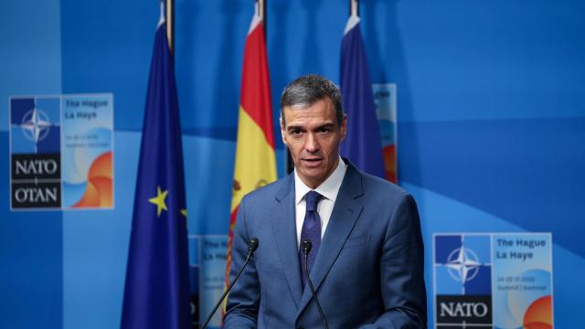 Pedro Sánchez en su comparecencia tras la cumbre de La Haya.