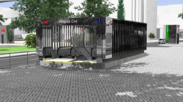 Simulación del acceso a la estación Hospital Civil del Metro de Málaga.