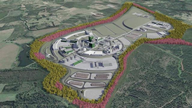 Imagen áerea de la zona a ocupar por la fábrica de Altri.