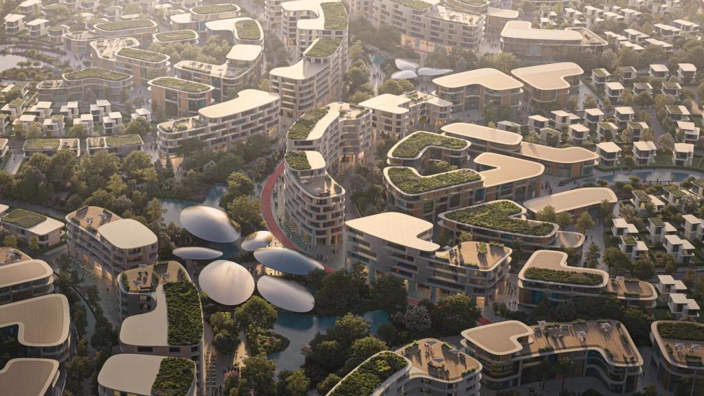 Vista aérea del plan urbanístico de Khalid Bin Sultan City