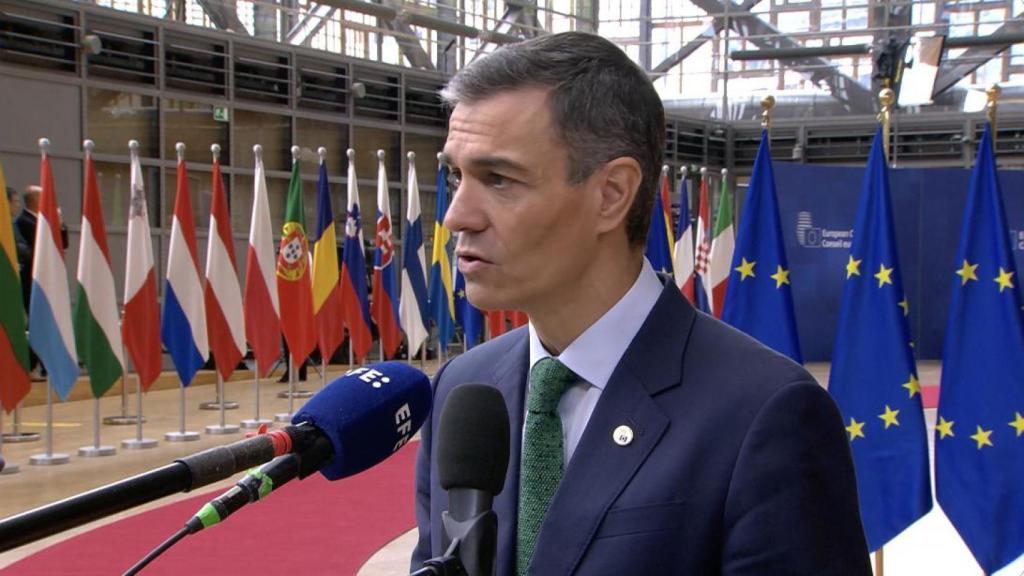 El presidente del Gobierno, Pedro Sánchez, a su llegada al Consejo Europeo de este jueves en Bruselas