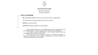 Comunicación del servicio de seguridad de la Casa Real.
