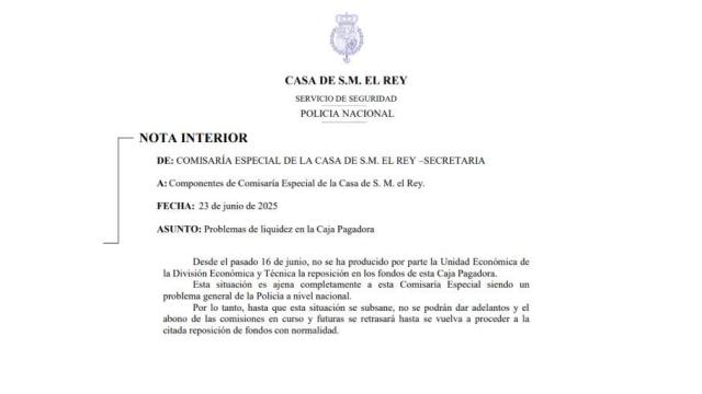 Comunicación del servicio de seguridad de la Casa Real.