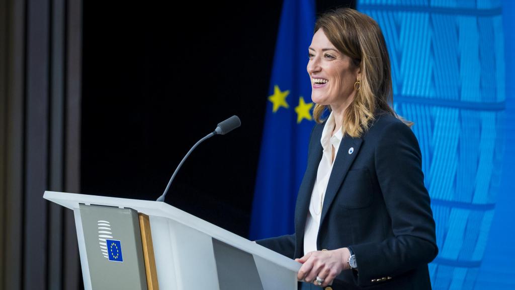 Roberta Metsola, en una rueda de prensa tras la reunión del Consejo Europeo del 19 de diciembre de 2024.