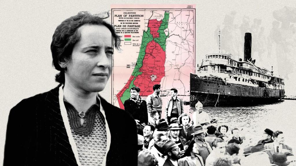 Un collage con la imagen de la filósofa Hannah Arendt. Foto: Rubén Vique