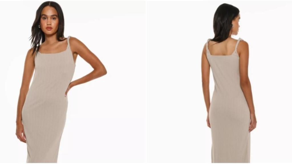 Vestido midi gris antracita de Lefties. Ref.  1062/315/707