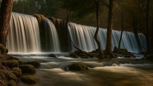 Vista de las cascadas de la presa del Pradillo.