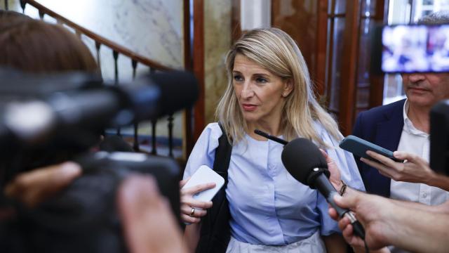 Yolanda Díaz este jueves a su llegada al Congreso de los Diputados.