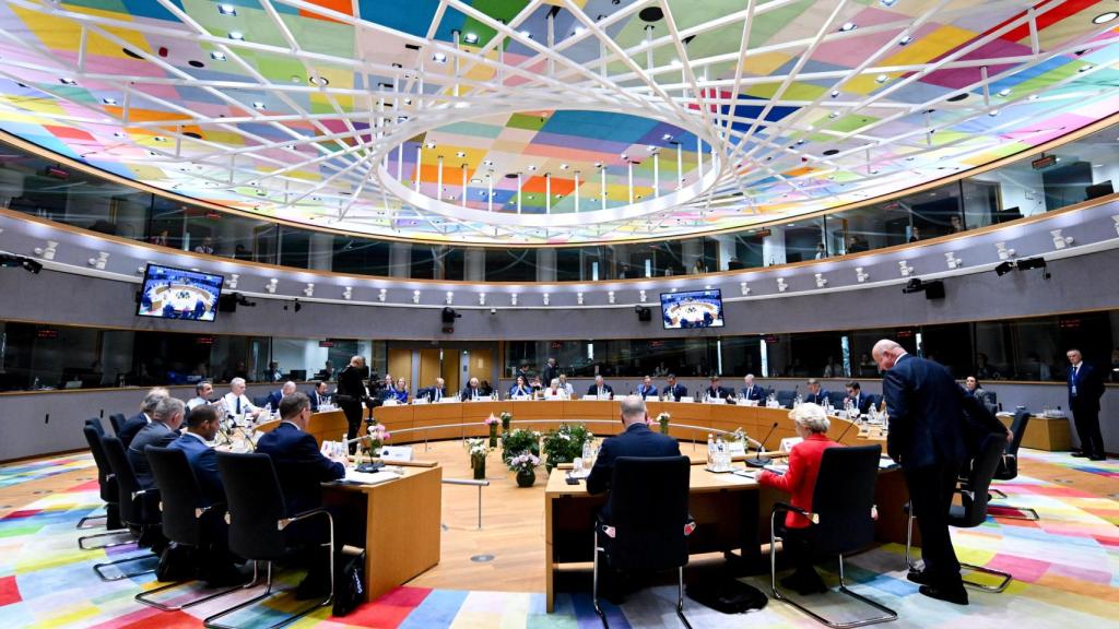 Los líderes europeos, durante la cumbre de este jueves en Bruselas