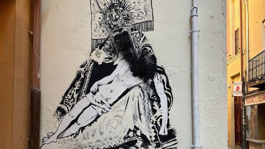 Mural de la Virgen de las Angustias de Zamora vandalizado