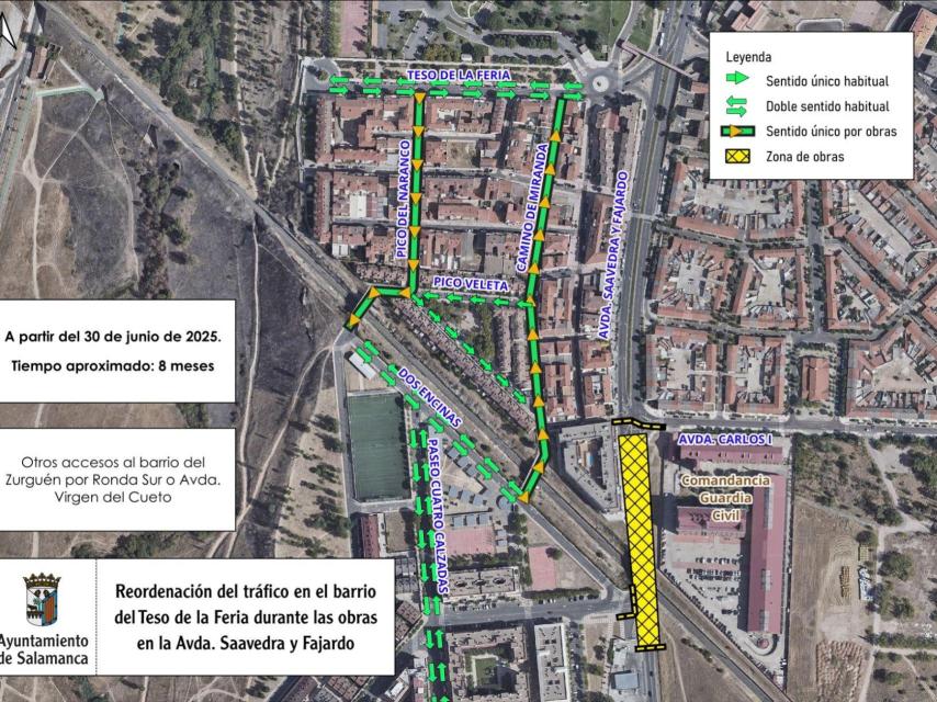 Corte avenida Saavedra y Fajardo