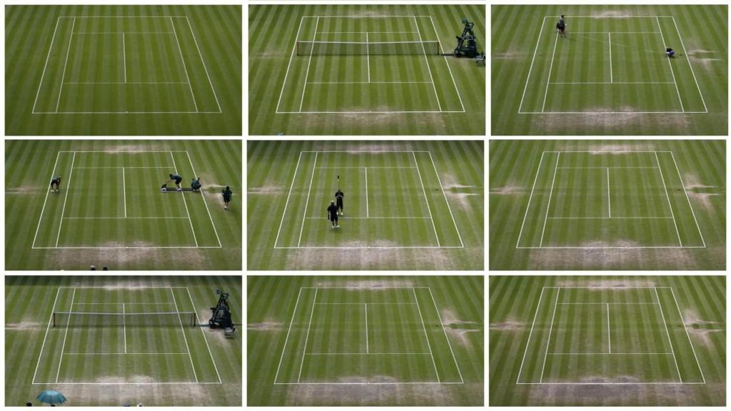 Evolución de una pista de Wimbledon durante las dos semanas de torneo